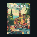 Verona Italien Reisen Kunst Vintag Postkarte<br><div class="desc">Verona retro Vektor Reise Design. Verona ist eine Stadt in Norditalien,  mit einer mittelalterlichen Altstadt,  die zwischen dem sich verschwindenden Etsch errichtet wurde. Es ist berühmt dafür,  dass Shakespeares "Romeo und Julia" zum Schauplatz wurde.</div>