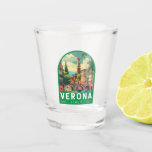 Verona Italien Reisen Kunst Vintag Schnapsglas<br><div class="desc">Verona retro Vektor Reise Design. Verona ist eine Stadt in Norditalien,  mit einer mittelalterlichen Altstadt,  die zwischen dem sich verschwindenden Etsch errichtet wurde. Es ist berühmt dafür,  dass Shakespeares "Romeo und Julia" zum Schauplatz wurde.</div>