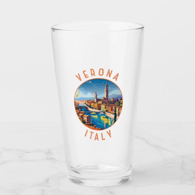 Verona Italien Retro Distressed Circle Glas (Vorderseite)