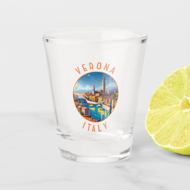 Verona Italien Retro Distressed Circle Schnapsglas (Vorderseite)