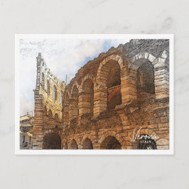 Verona Italien Schöne Landschaft mit Farbstift Postkarte