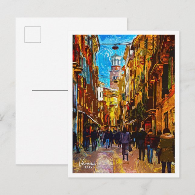 Verona Italien Schönes Öl Paint City Postkarte (Vorne/Hinten)