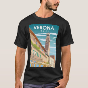 Verona Italien Vintag Minimal Retro Travel Poster T-Shirt
