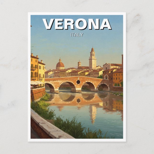 Verona Italy Bridge Travel Postkarte (Vorderseite)