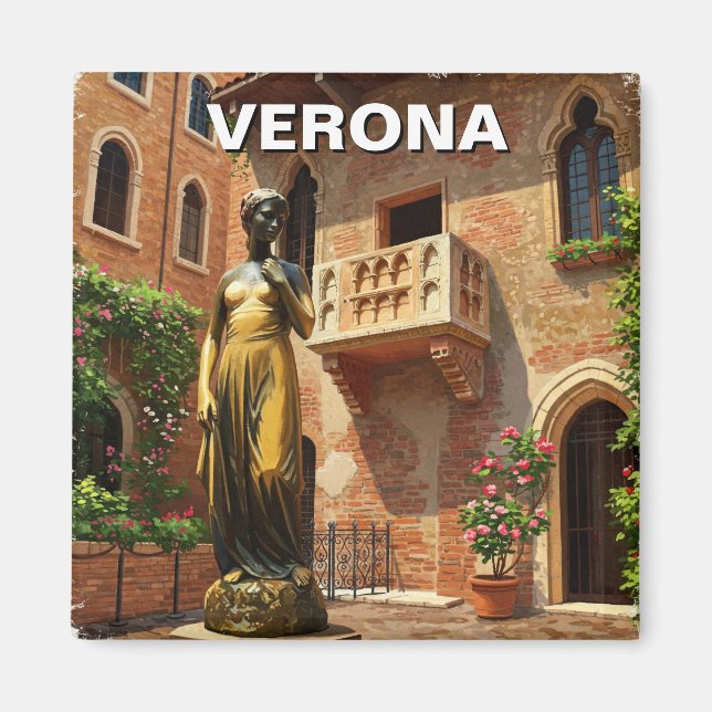 Verona Juliet Statue Balcony Italien Reisen Magnet (Vorne)