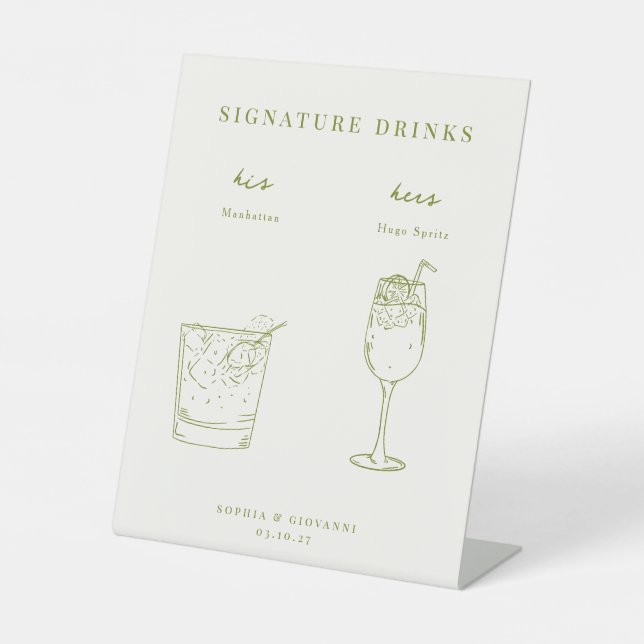 VERONA Minimalistische Hochzeit Signature Drinks P Sockelschild (Vorderseite)