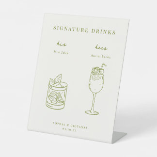 VERONA Minimalistische Hochzeits-Signature-Drinks Sockelschild