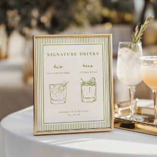 VERONA Moosgrün minimalistischer Signature-Drinks Poster