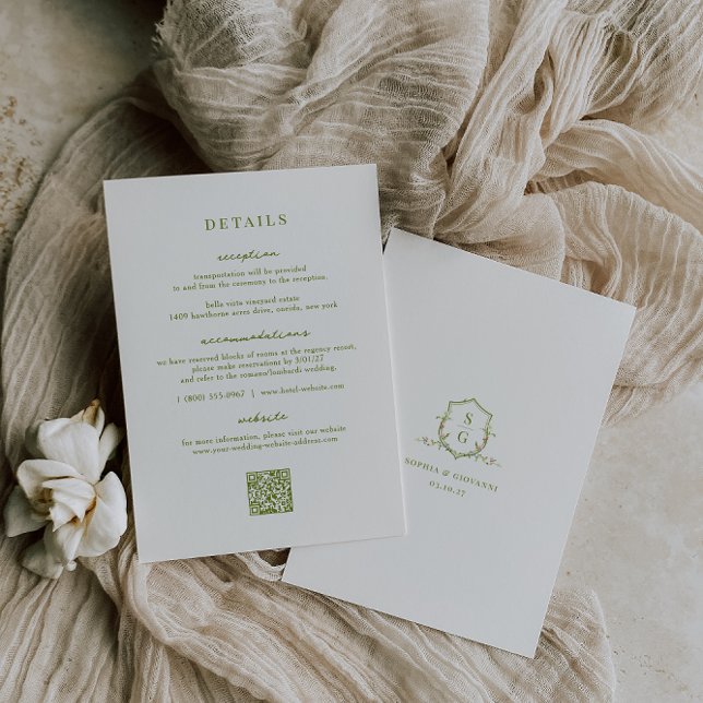 VERONA Moss Green Wedding Details Card Einladung (Von Creator hochgeladen)