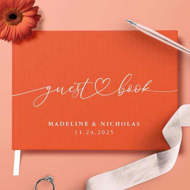 Verona Sunset Calligraphy Simple Modern Wedding Gästebuch (Von Creator hochgeladen)