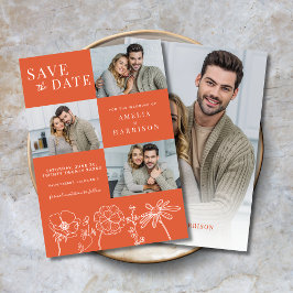 Verona Sunset Elegantes Vier-Foto Hochzeit Save The Date