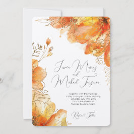 Verona Sunset Gold Floral Elegante Hochzeit Einladung