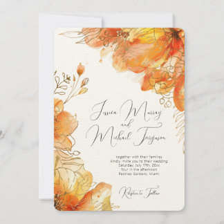 Verona Sunset Gold Floral Elegante Hochzeit Einladung