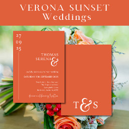 Verona Sunset Orange Moderne Minimalistische Hochz Einladung