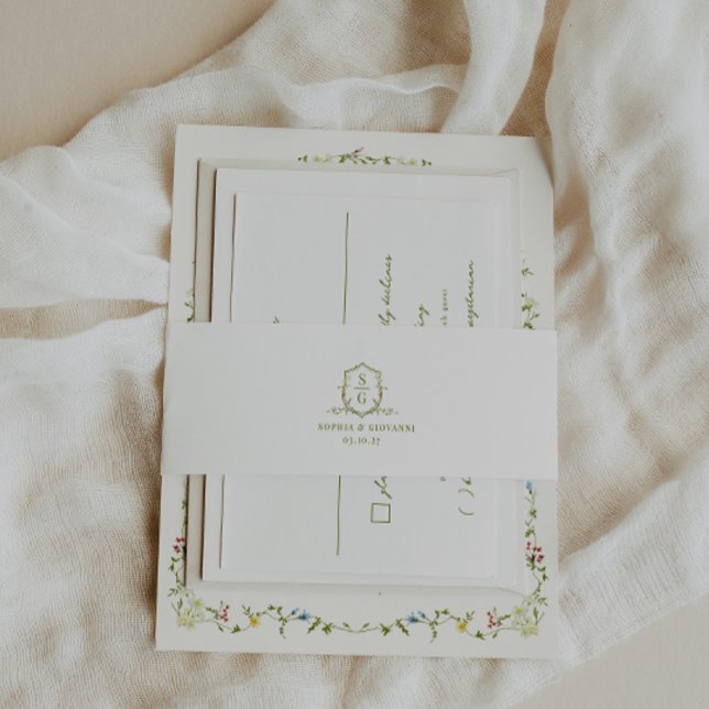 VERONA Wildblume Monogram Wappen Wedding Einladungsbanderole (Von Creator hochgeladen)