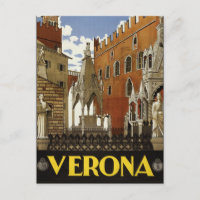 Vérone, Italie Carte postale voyage de style Vinta