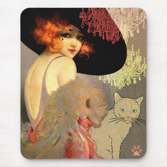 Veronica-Katze und Leuchter Mousepad (Vorne)
