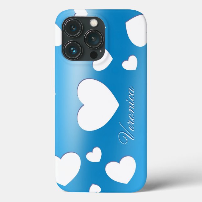 Veronica - Niedlich Hearts - romantisch blaues iPh Case-Mate iPhone Hülle (Rückseite)