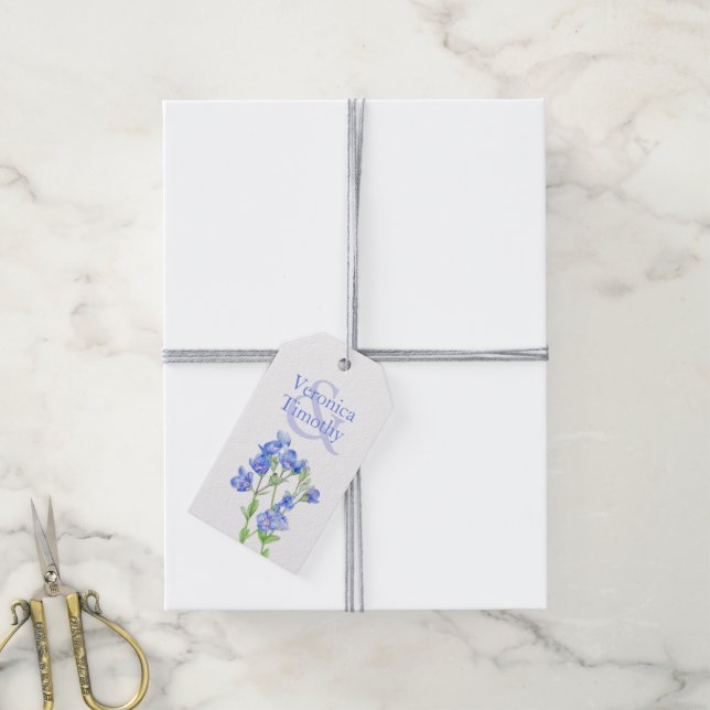 Veronica Speedwell Aquarell Blume Blue Art Geschenkanhänger (Mit Garn)