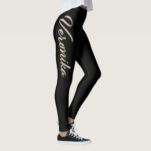 Veronika white gold Handwriting Hose Leggings