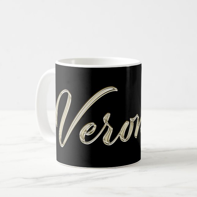 Veronika white gold Handwriting Tasse Kaffeetasse (Vorderseite Links)