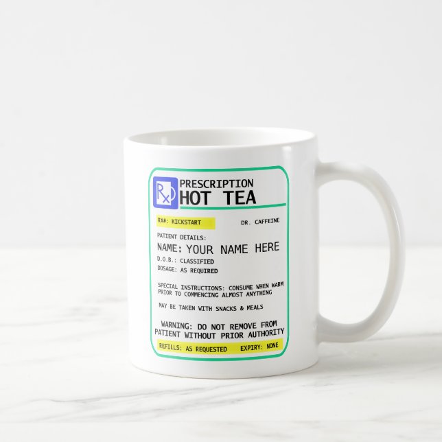 Verordnungs-Tee-Tasse, lustige Tasse (Rechts)