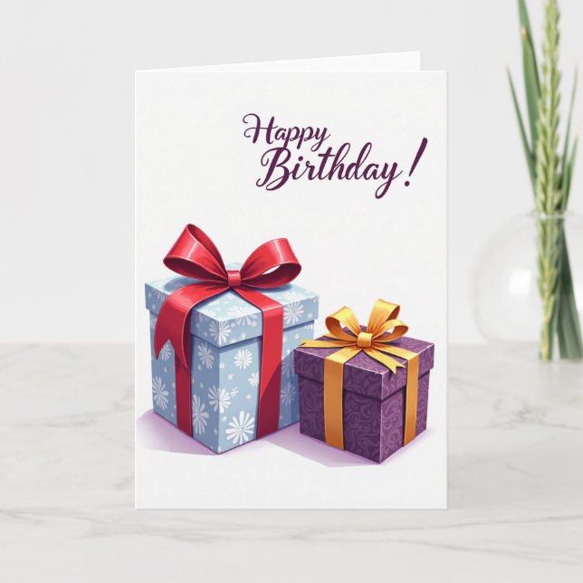 Verpackte Geburtstagsgeschenke Karte (Vorderseite)
