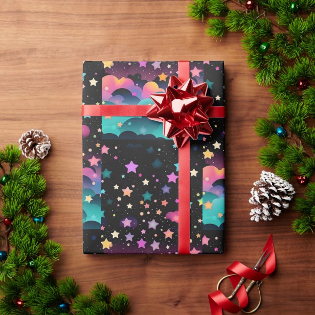 verpacktes Geschenk mit Liebe Geschenkpapier (Feiertagsgeschenk)