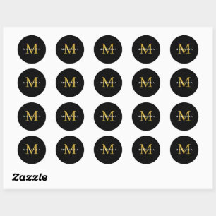 Verpackung Aufkleber Custom Monogram Black Gold Ro