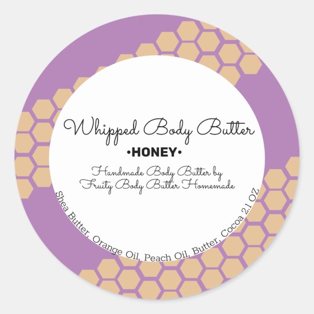 Verpackung für honigverschweißte Body Butter Bath  Runder Aufkleber (Vorderseite)