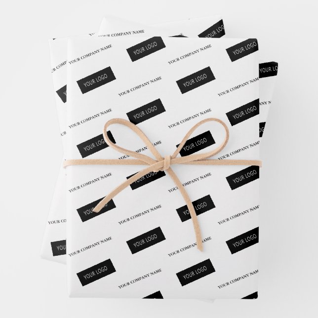 Verpackung moderner Firmennamen Weiß Geschenkpapier Set (Beispiel)
