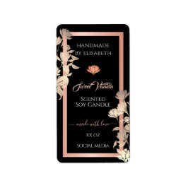 Verpackungsetiketten für schwarze Blumen Rose Gold Adressaufkleber