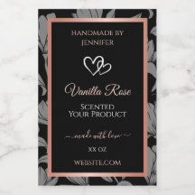 Verpackungsetiketten für schwarze Blumen Rose Gold