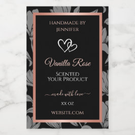 Verpackungsetiketten für schwarze Blumen Rose Gold Lebensmitteletikett