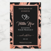 Verpackungsetiketten für schwarze Blumen Rose Gold