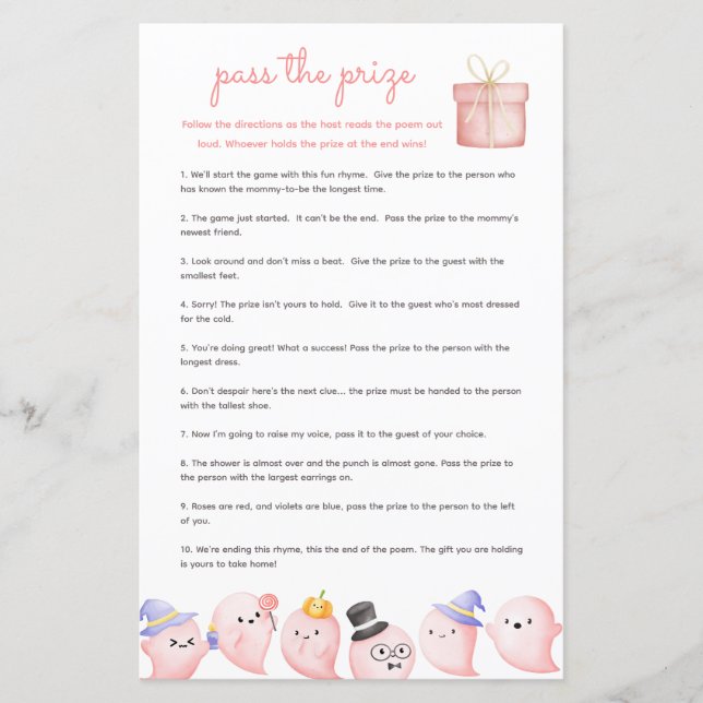 Verpassen Sie das Baby Shower Game - Pink Ghost Bo (Vorderseite)
