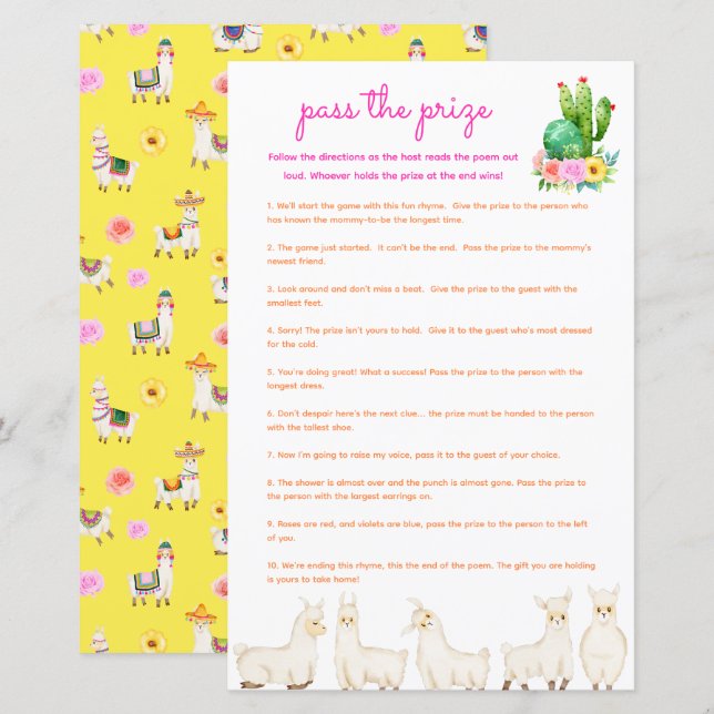 Verpassen Sie den Preis Baby Shower Game - Colorfu (Vorne/Hinten)