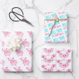 Verpassen Sie Ihre Niedlichen Facebook-Papierblätt Geschenkpapier Set
