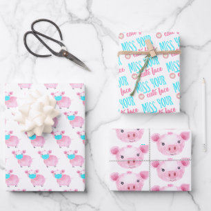 Verpassen Sie Ihre Niedlichen Facebook-Papierblätt Geschenkpapier Set