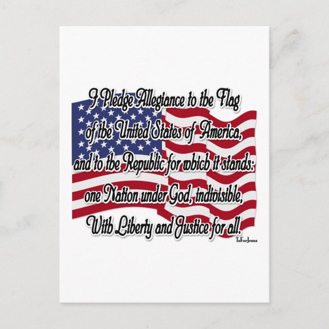 Verpflichtung zur Verbundenheit mit der US-Flagge Postkarte (Vorderseite)
