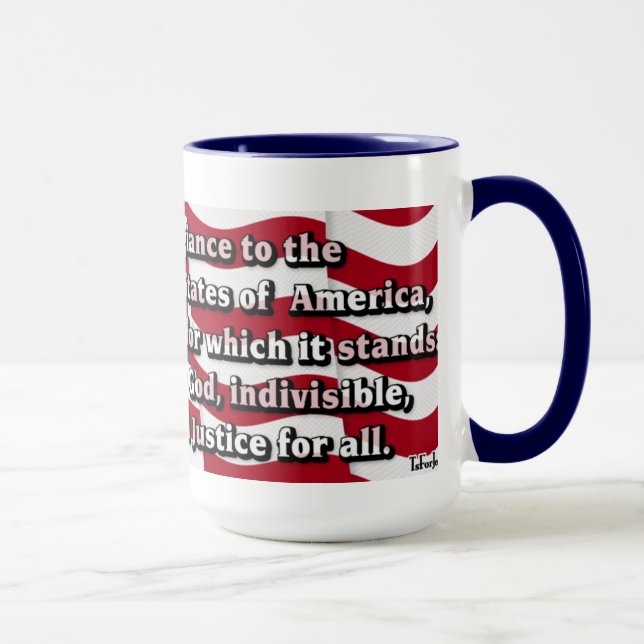 Verpflichtung zur Verbundenheit mit der US-Flagge Tasse (Rechts)