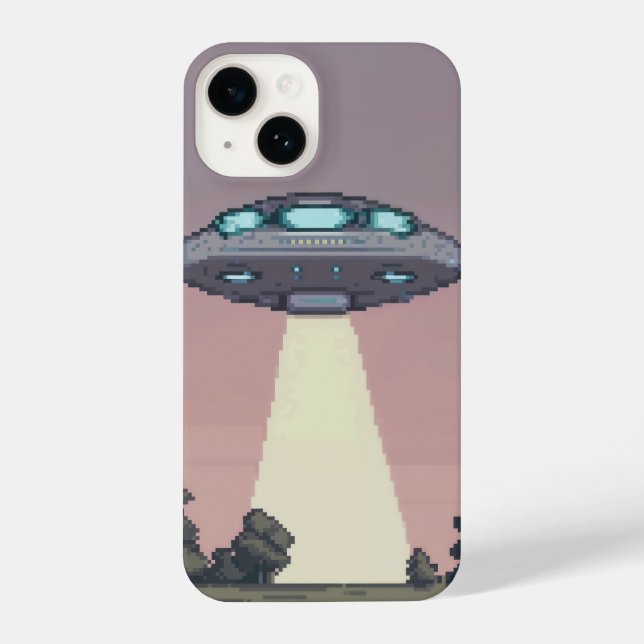 verpixelter Ufo iPhone 14 Hülle (Rückseite)