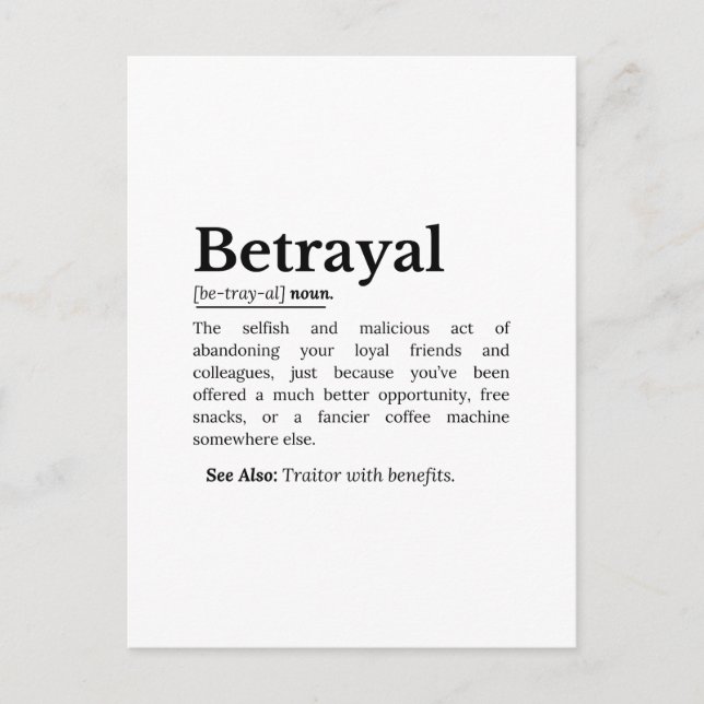 Verratyal Definition Funny Version Postkarte (Vorderseite)