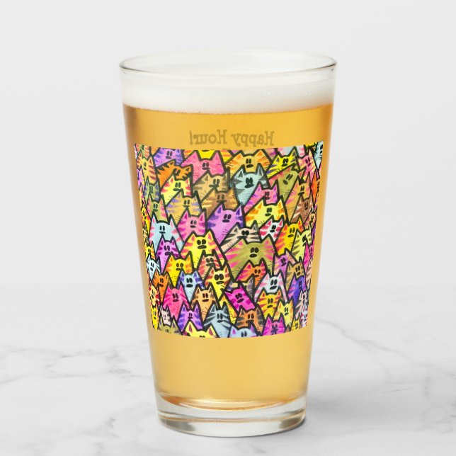 Verre 021 - CHATS - heure heureuse (Devant (rempli))