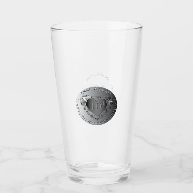 Verre 10e anniversaire du Mariage Médaillon Tin Image (Devant)