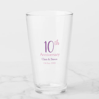 Verre 10e anniversaire violet rose gras rétro nom simpli