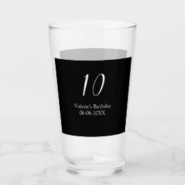 Verre 10th birthday white black name date calligraphy 