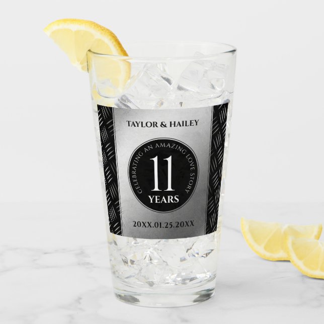 Verre 11ème anniversaire de Mariage en acier (Devant glace)
