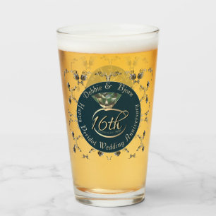 Verre 16e anniversaire de Mariage Péridot et Roses d'arg