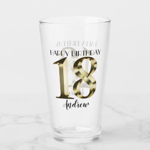 Verre 18e anniversaire d'or métallique